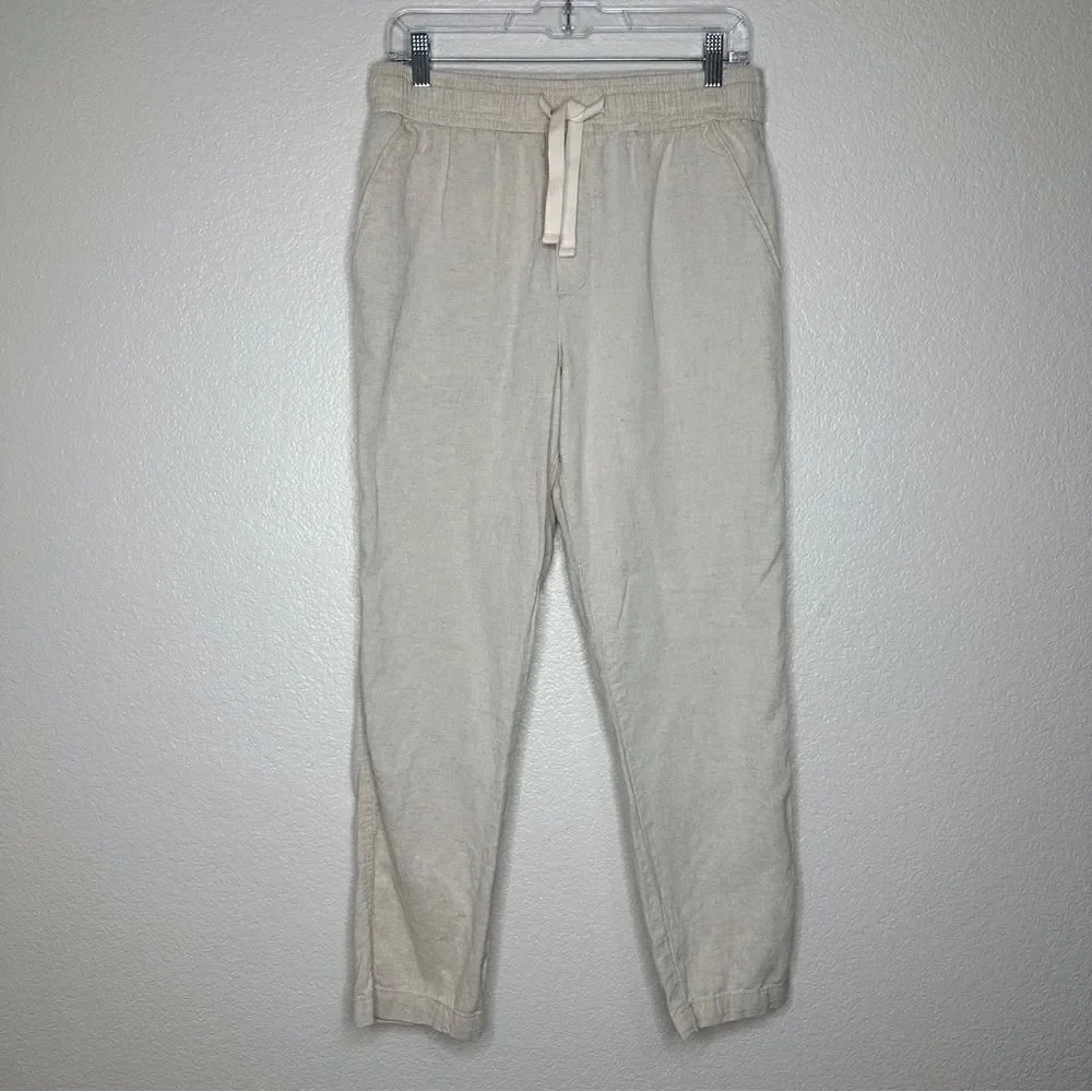 NWOT Zara Linen Blend Cream Pull On Women’s Pants, Sz Medium